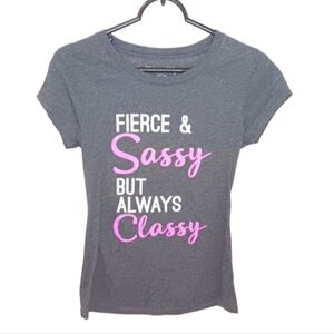 Wound Up Charcoal Gray Tee Fierce-Sassy-Classy | EUC